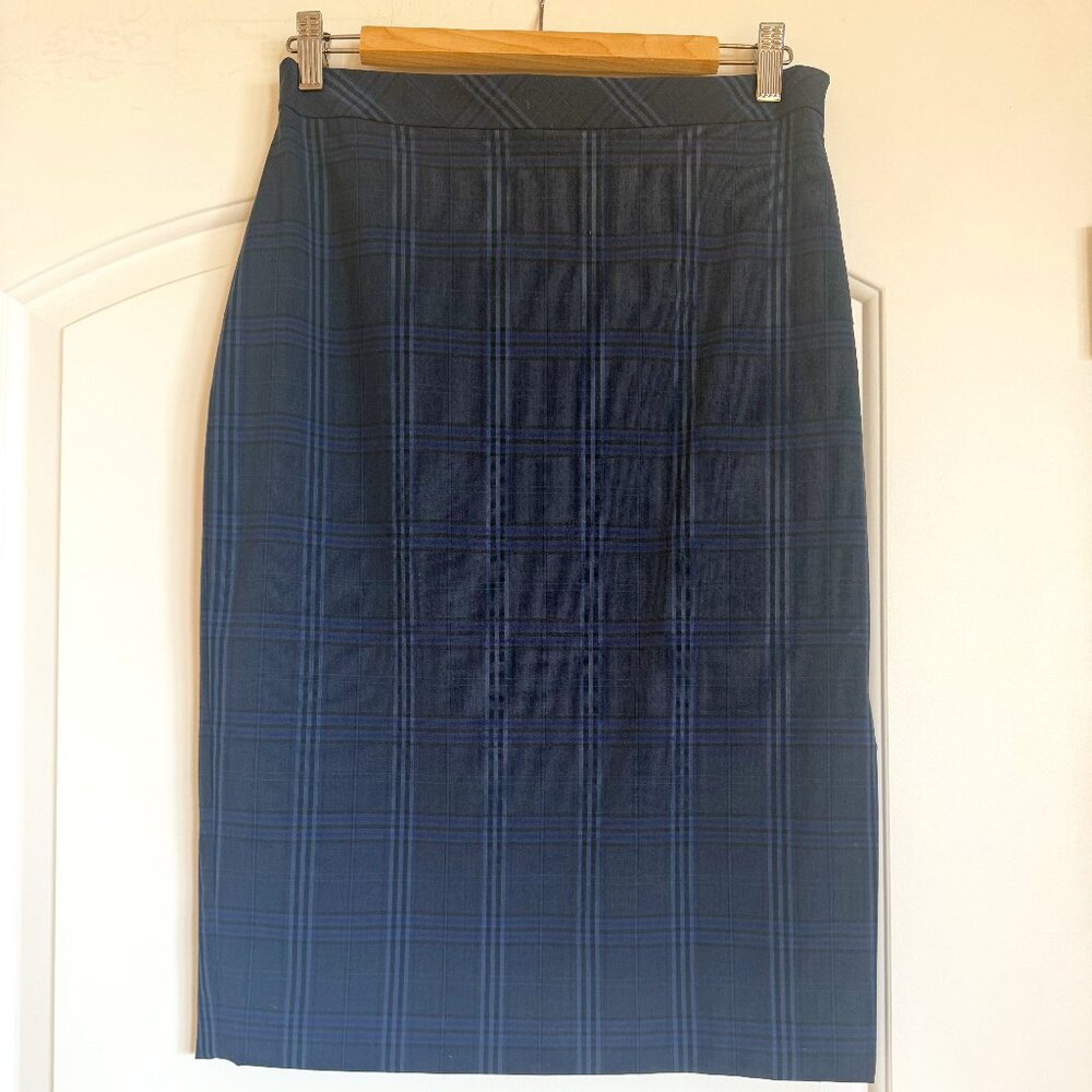 Banana Republic Navy Plaid Pencil Skirt Size 6